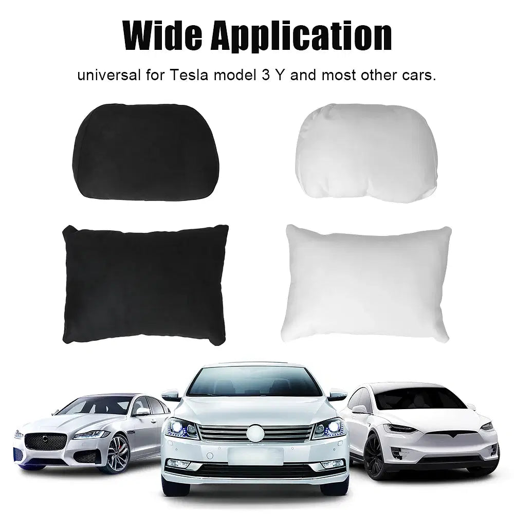 Color: WHITE - 1 Pc For Tesla Model 3 Y Headrest Soft Comfortable Cushion Universal For Head Lumbar Relief Support Car Neck Waist Pillows - RideTek