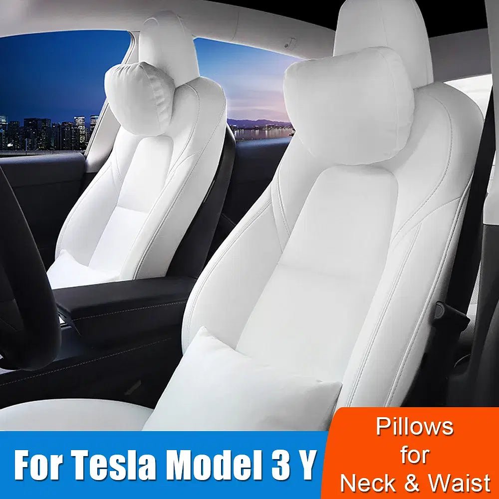 Color: WHITE - 1 Pc For Tesla Model 3 Y Headrest Soft Comfortable Cushion Universal For Head Lumbar Relief Support Car Neck Waist Pillows - RideTek