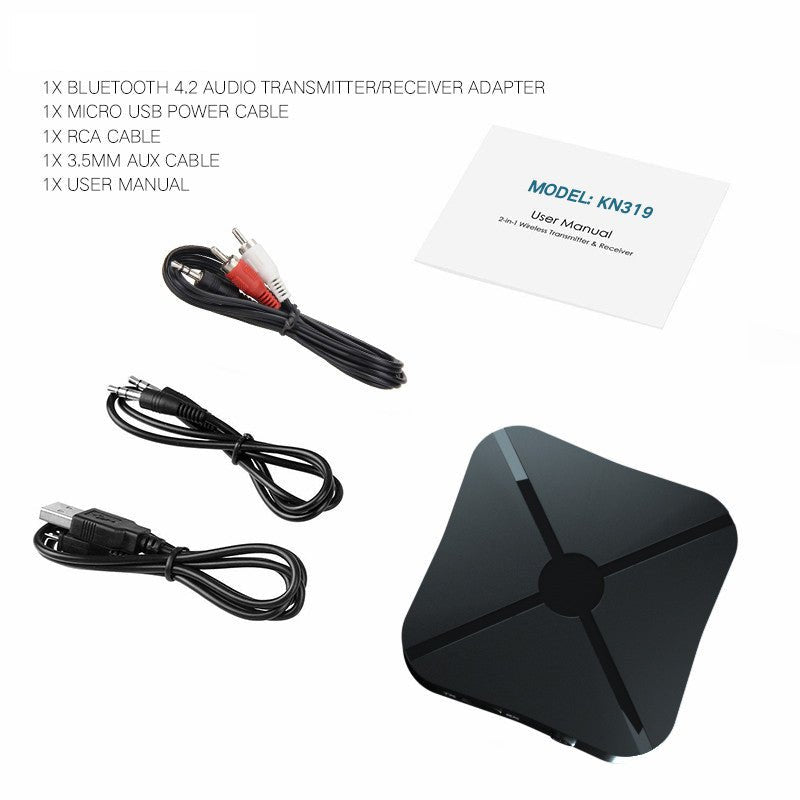 2 in 1 Bluetooth 4.2 Audio Transmitter Receiver TV Car Music Receiver Universal Music Adapter for Headphone Speaker - RideTek