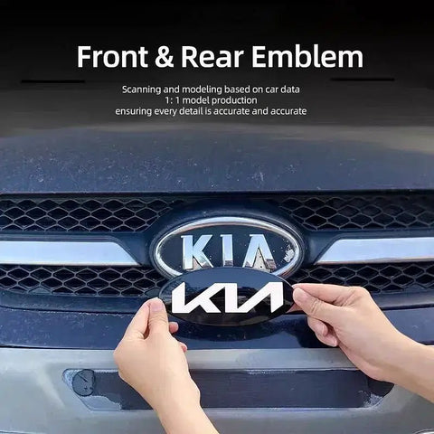 Color Name: GRAY, Type: Bundle2 - Car Front Grille Sticker Rear Trunk Decoration Cover Accessories For EV6 Sorento Niro Stinger Ceed Carnival K5 K9 Soul Caren - RideTek